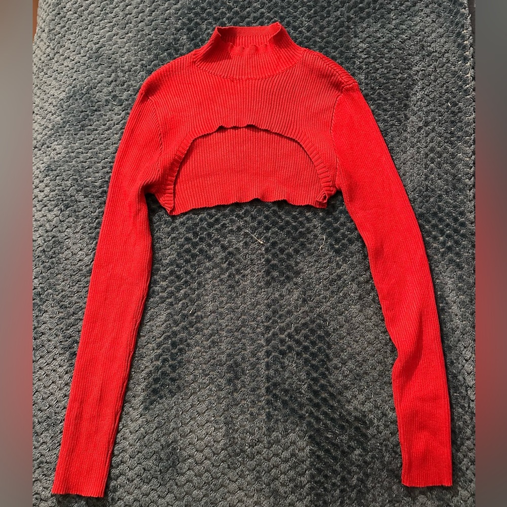 Super cropped long sleeve top - Burgundy